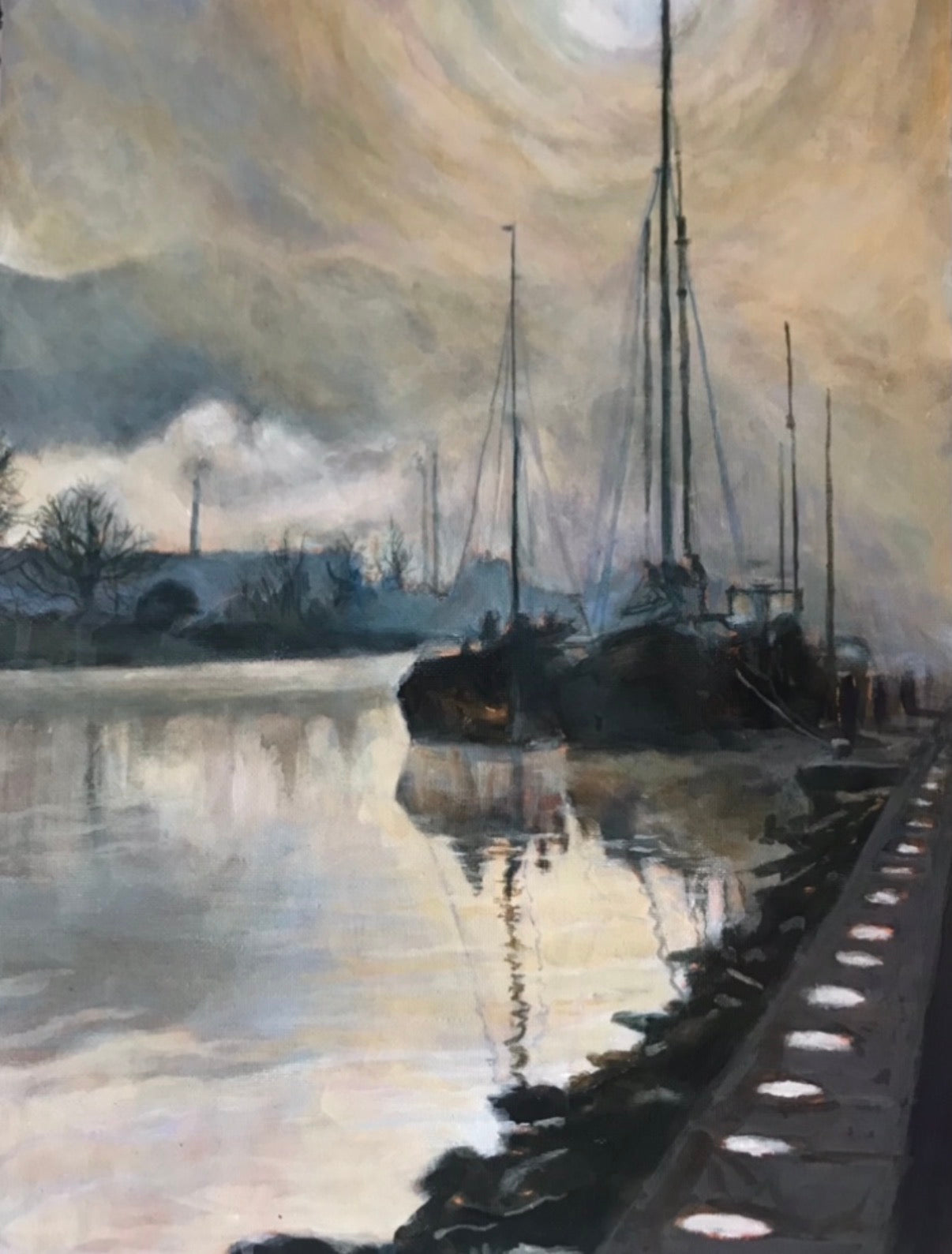 Newry Quays in the Mist SOLD original painting
